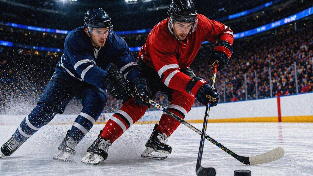 Kaks jäähokimängijat.