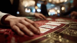  Lähivõte diilerist live kasiinos bakaraa kaarte jagamas.